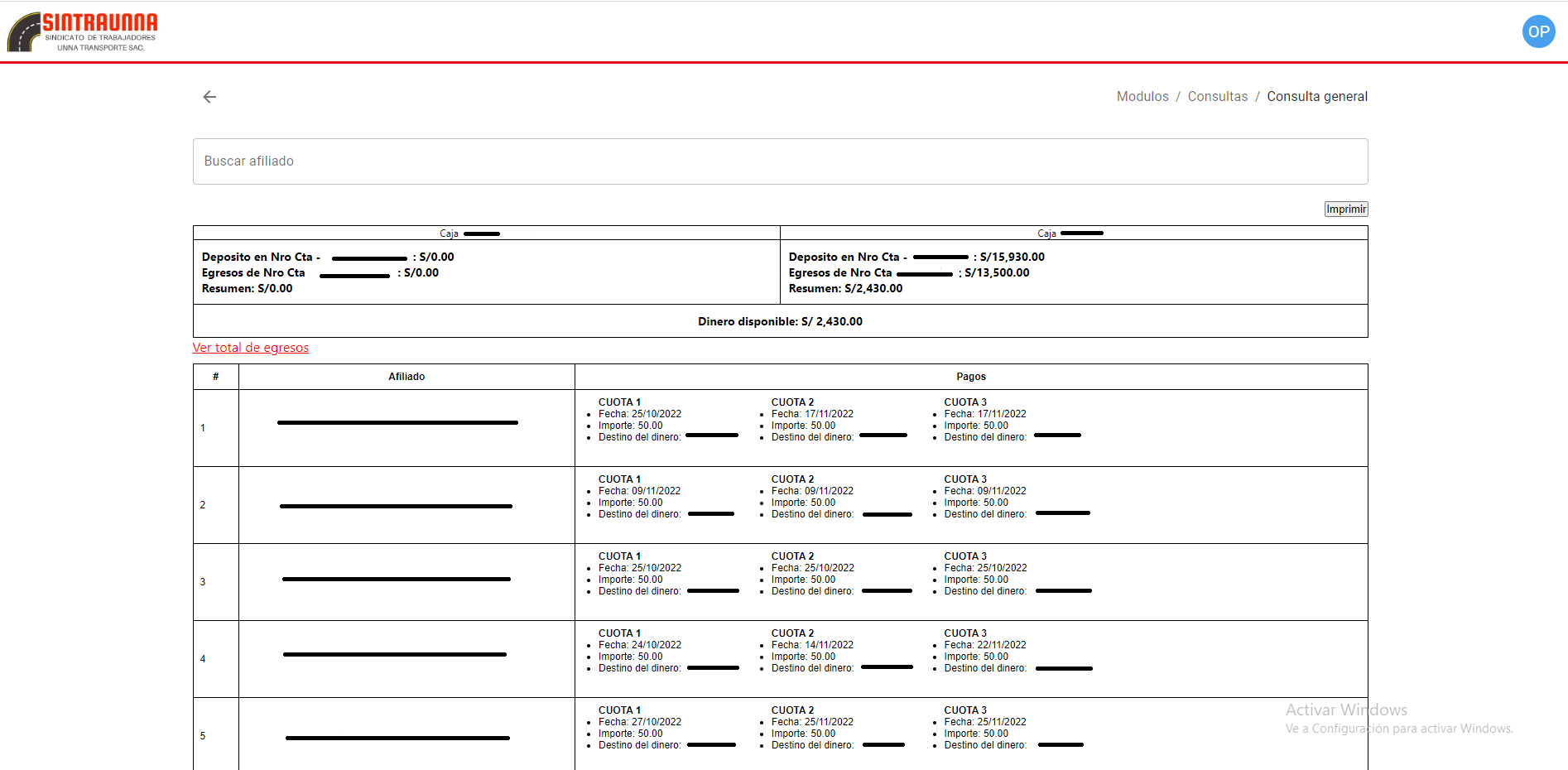 Consulta de generales